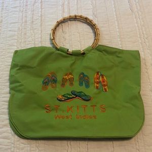 St. Kitts West Indies Tote w/Bamboo Handles